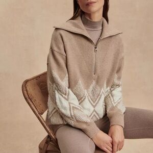 Varley betty jacquard half zip sweater NWT